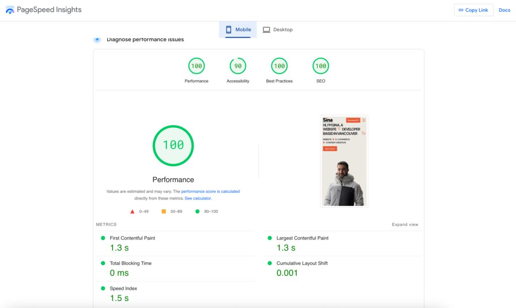 google pagespeed hostinger